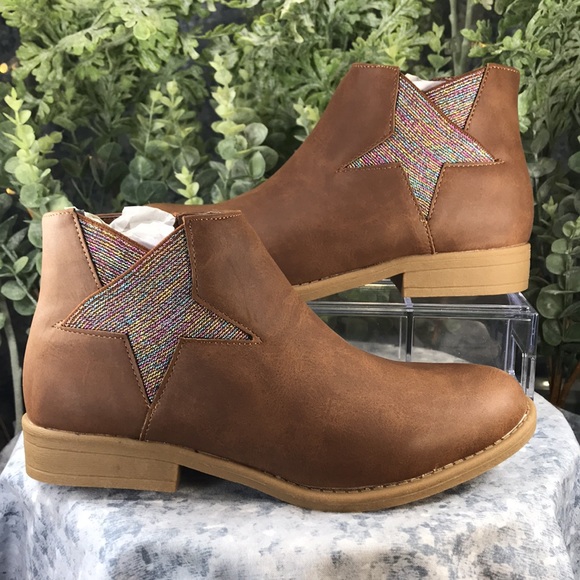American Eagle by Payless Zuri Star Cognac Zip Booties Girls 4M🌟NWT&NIB🌟 - Picture 3 of 9